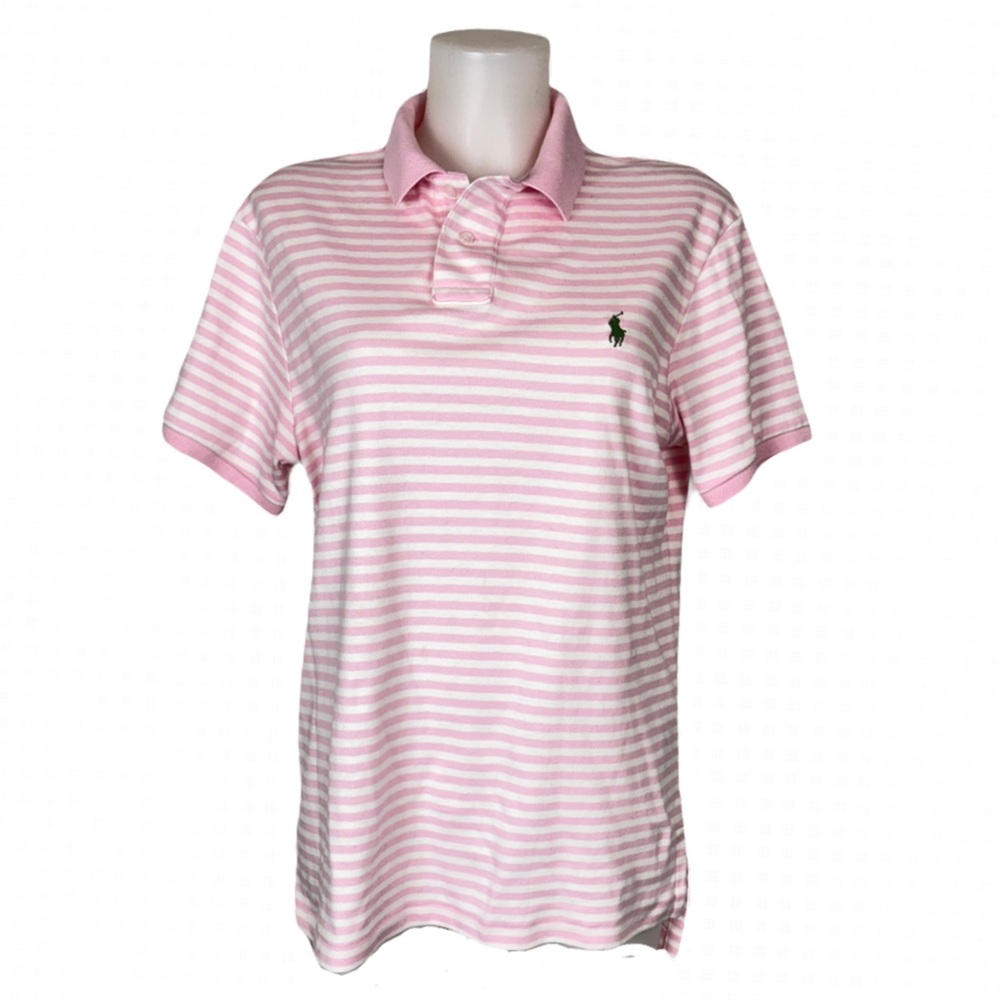 Polo by Ralph Lauren Custom Fit Pink and White Striped Polo - Picture 2 of 9